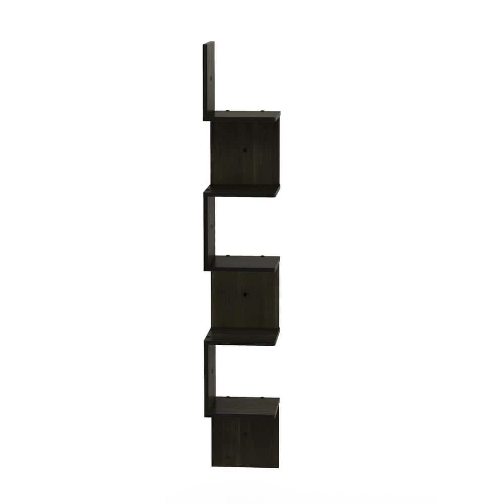 48.8 in. Espresso Wood 5-shelf Corner Bookcase with Storage by Furinno 9 48.8 in. Espresso Wood 5-shelf Corner Bookcase with Storage by Furinno - Image 9