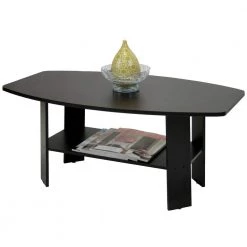 Simple 36 in. Espresso Medium Rectangle Wood Coffee Table with Shelf by Furinno -Furinno Sales espresso furinno coffee tables 11179ex 4f 1000