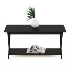 36 in. Espresso Medium Rectangle Wood Coffee Table with Shelf by Furinno -Furinno Sales espresso furinno coffee tables 16049ex 4f 1000