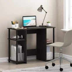 39 in. Rectangular Espresso Computer Desk with Open Storage by Furinno