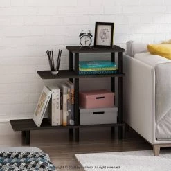 Turn-N-Tube Espresso 3-Tier Sofa Side Table by Furinno -Furinno Sales espresso furinno end side tables 18127ex bk 31 1000