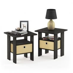 Home Living Espresso Storage End Table (Set of 2) by Furinno -Furinno Sales espresso furinno end side tables 2 11157ex 76 1000