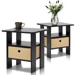 Home Living Espresso Storage End Table (Set of 2) by Furinno -Furinno Sales espresso furinno end side tables 2 11157ex 77 1000