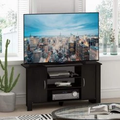 Econ 42 in. Espresso Wood TV Stand with 6 Drawer Fits TVs Up to 50 in. with Open Storage by Furinno