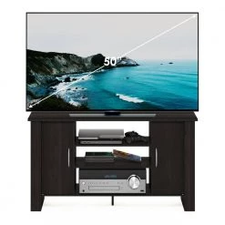 Econ 42 in. Espresso Wood TV Stand with 6 Drawer Fits TVs Up to 50 in. with Open Storage by Furinno -Furinno Sales espresso furinno tv stands 14055ex fa 1000