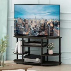 JAYA 42 in. Espresso Particle Board TV Stand Fits TVs Up to 44 in. with Open Storage by Furinno