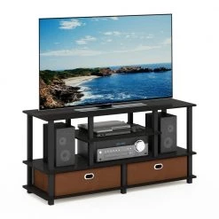 JAYA 48 in. Espresso Particle Board TV Stand Fits TVs Up to 50 in. with Cable Management by Furinno -Furinno Sales espresso furinno tv stands 15119exbkbr 1f 1000