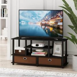 JAYA 48 in. Espresso Particle Board TV Stand Fits TVs Up to 50 in. with Cable Management by Furinno
