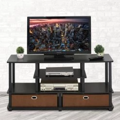 JAYA 48 in. Espresso Particle Board TV Stand Fits TVs Up to 50 in. with Cable Management by Furinno -Furinno Sales espresso furinno tv stands 15119exbkbr a0 1000