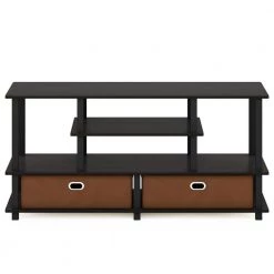 JAYA 48 in. Espresso Particle Board TV Stand Fits TVs Up to 50 in. with Cable Management by Furinno -Furinno Sales espresso furinno tv stands 15119exbkbr c3 1000