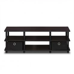 Econ 48 in. Espresso Particle Board TV Stand with 2 Drawer Fits TVs Up to 43 in. with Open Storage by Furinno