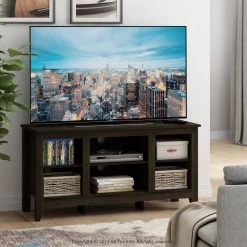 Jensen 48 in. Espresso Particle Board TV Stand Fits TVs Up to 55 in. with Cable Management by Furinno -Furinno Sales espresso furinno tv stands 18108ex 31 1000