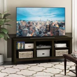 Jensen 59.5 in. Espresso Particle Board TV Stand Fits TVs Up to 65 in. with Cable Management by Furinno
