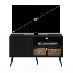 Claude 43.3 in. Espresso Mid Century TV Stand with A Cabinet and 2-Shelves Fits TV's up to 45 in. with Cable Management by Furinno -Furinno Sales espresso furinno tv stands 19111ex 1f 1000