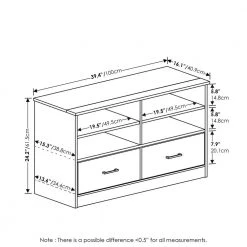 Jensen 39.4 in. Espresso TV Stand with 2 Storage Drawers Fits TV's up to 43 in. with Cable Management by Furinno -Furinno Sales espresso furinno tv stands 20202ex 4f 1000