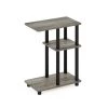 Turn-N-Tube 19.7 in. French Oak/Black C-Shape Wood Side Table with Shelves by Furinno