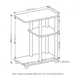 Turn-N-Tube 19.7 in. French Oak/Black C-Shape Wood Side Table with Shelves by Furinno -Furinno Sales french oak black furinno c tables 22003gywbk c3 1000