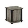 Brahms 15.5 in. French Oak/Black Rectangle Wood End Table with Door by Furinno
