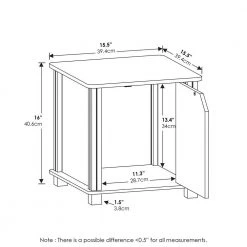 Brahms 13.4 in. French Oak/Black Rectangle Wood 3-Tier End Table with Door (Set of 2) by Furinno -Furinno Sales french oak black furinno end side tables 220225gywbk 4f 1000
