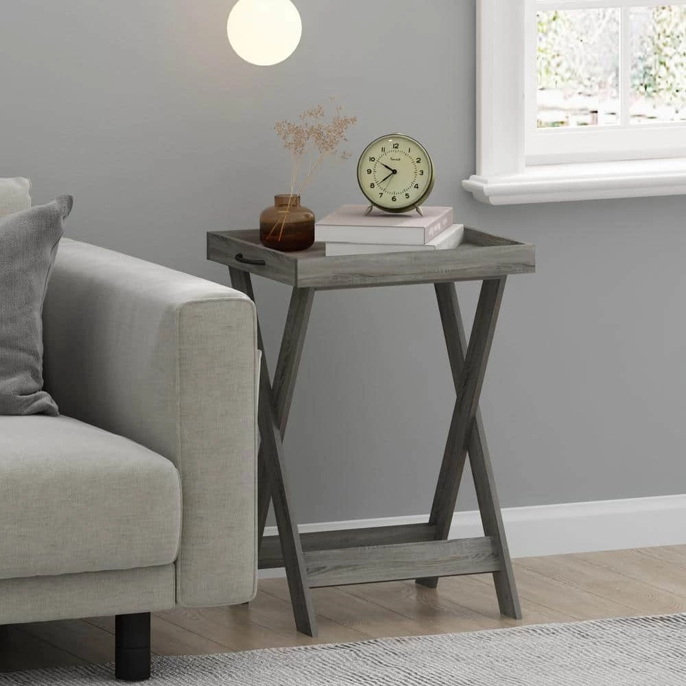 Montale 18.9 in. French Oak Rectangle Wood End Table with Removable Tray by Furinno 9 Montale 18.9 in. French Oak Rectangle Wood End Table with Removable Tray by Furinno - Image 9