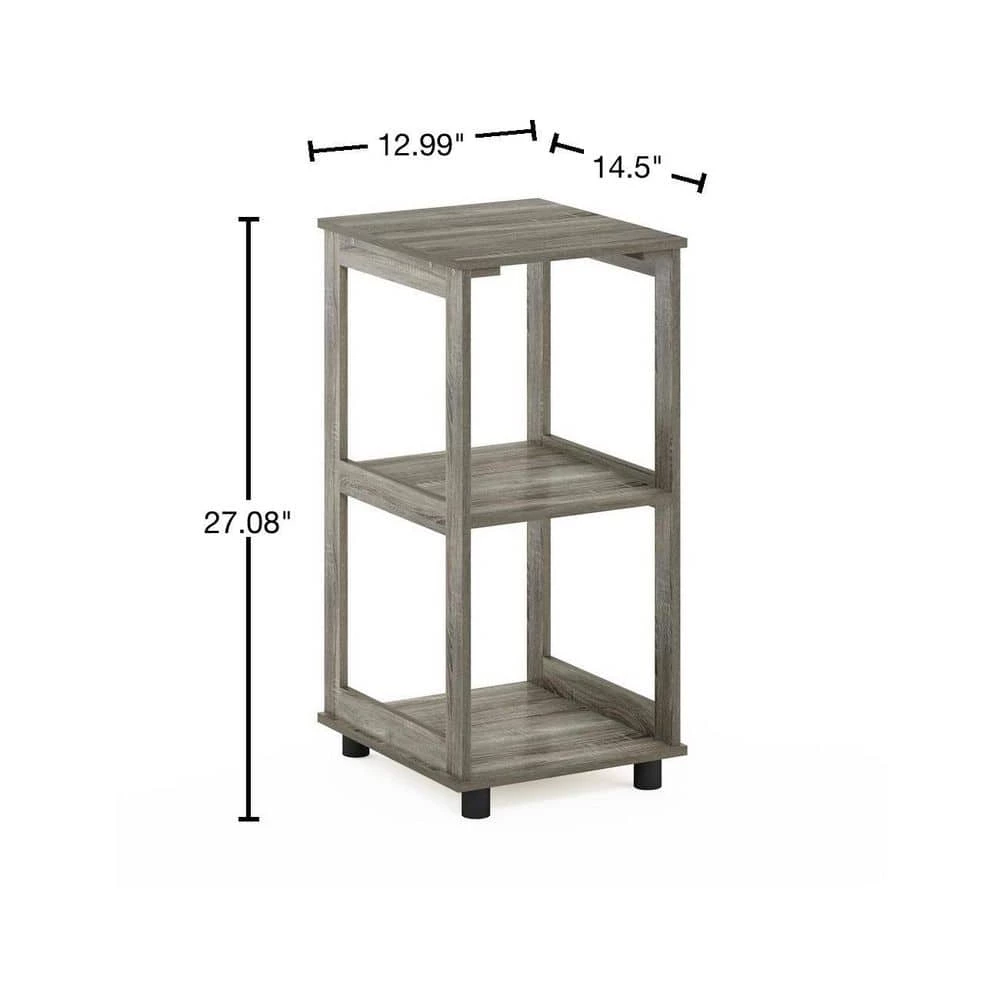 Romain 12.99 in. French Oak Rectangle Wood 2-Tier Tall End Table by Furinno 3 Romain 12.99 in. French Oak Rectangle Wood 2-Tier Tall End Table by Furinno - Image 3