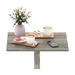 Hermite 17.32 in. Rectangle French Oak Wood Wall Mounting Dining Table by Furinno -Furinno Sales french oak furinno kitchen dining tables 19148gyw fa 1000