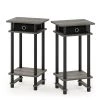 Turn-N-Tube French Oak Grey/Black/Black Tall End Table with Bin (Set of 2) by Furinno