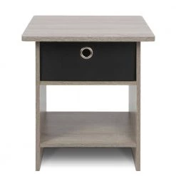Home Living Bin Drawer French Oak Grey Nightstand by Furinno -Furinno Sales french oak grey black furinno end side tables 10004gyw bk a0 1000
