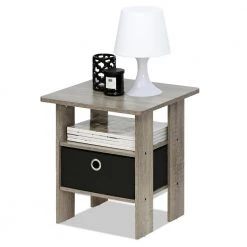 French Oak Grey and Black Storage End Table by Furinno -Furinno Sales french oak grey black furinno end side tables 11157gyw bk c3 1000