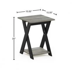 20 in. Modern Simplistic French Oak Grey/Black Criss-Crossed End Table by Furinno -Furinno Sales french oak grey black furinno end side tables 16050gywbk 40 1000