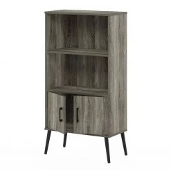 Claude French Oak Grey Mid-Century Style Accent Cabinet with 2-Shelf by Furinno -Furinno Sales french oak grey furinno accent cabinets 19115gyw 77 1000