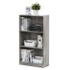39.5 in. French Oak Gray Wood 3-shelf Standard Bookcase with Storage by Furinno