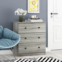 Tidur Simple Design French Oak Grey 3-Drawer Chest of Drawers (30.91 in. H x 27.72 in W x 15.75 in. D) by Furinno -Furinno Sales french oak grey furinno chest of drawers 19154gywf 31 1000