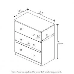Tidur Simple Design French Oak Grey 3-Drawer Chest of Drawers (30.91 in. H x 27.72 in W x 15.75 in. D) by Furinno -Furinno Sales french oak grey furinno chest of drawers 19154gywf 4f 1000