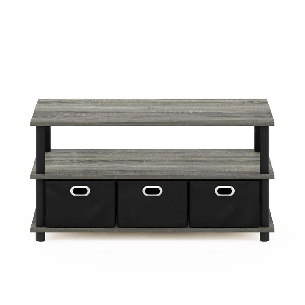 Frans 32 in. Oak Gray Medium Rectangle Particle Board Coffee Table with Drawer Bins by Furinno 1 Frans 32 in. Oak Gray Medium Rectangle Particle Board Coffee Table with Drawer Bins by Furinno