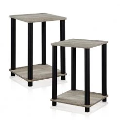 Hadyn 20 in. French Oak Grey Simple End Table (2-Set) by Furinno