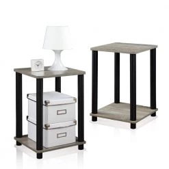 Hadyn 20 in. French Oak Grey Simple End Table (2-Set) by Furinno -Furinno Sales french oak grey furinno end side tables 2 99800gyw c3 1000