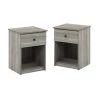 Lucca French Oak Grey Nightstand with 1-Drawer (Set of 2) by Furinno