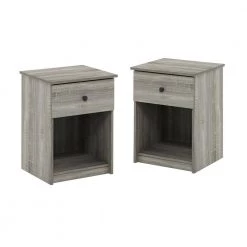 Lucca French Oak Grey Nightstand with 1-Drawer (Set of 2) by Furinno