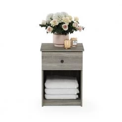 Lucca French Oak Grey Nightstand with 1-Drawer (Set of 2) by Furinno -Furinno Sales french oak grey furinno nightstands 219153gyw c3 1000