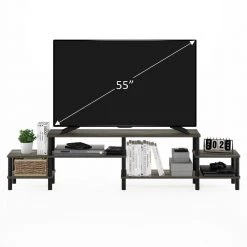 Turn-N-Tube 77.87 in. French Oak Grey Grand Entertainment Center Fits TV's up to 55 in. with Open Storage by Furinno 10 Turn-N-Tube 77.87 in. French Oak Grey Grand Entertainment Center Fits TV's up to 55 in. with Open Storage by Furinno -Furinno Sales french oak grey furinno tv stands 20161gywbk 1f 1000