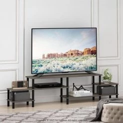 Turn-N-Tube 77.87 in. French Oak Grey Grand Entertainment Center Fits TV's up to 55 in. with Open Storage by Furinno 11 Turn-N-Tube 77.87 in. French Oak Grey Grand Entertainment Center Fits TV's up to 55 in. with Open Storage by Furinno -Furinno Sales french oak grey furinno tv stands 20161gywbk 31 1000