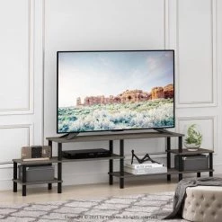 Turn-N-Tube 77.87 in. French Oak Grey Grand Entertainment Center Fits TV's up to 55 in. with Open Storage by Furinno 8 Turn-N-Tube 77.87 in. French Oak Grey Grand Entertainment Center Fits TV's up to 55 in. with Open Storage by Furinno -Furinno Sales french oak grey furinno tv stands 20161gywbk 40 1000