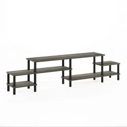 Turn-N-Tube 77.87 in. French Oak Grey Grand Entertainment Center Fits TV's up to 55 in. with Open Storage by Furinno 9 Turn-N-Tube 77.87 in. French Oak Grey Grand Entertainment Center Fits TV's up to 55 in. with Open Storage by Furinno -Furinno Sales french oak grey furinno tv stands 20161gywbk 4f 1000