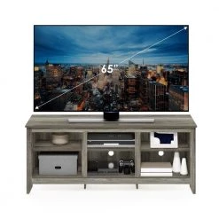 Jensen 60 in. French Oak Grey Entertainment Center Fits TV's up to 65 in. with Cable Management by Furinno -Furinno Sales french oak grey furinno tv stands 21272gywf 1f 1000