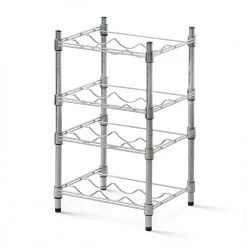 Wayar 12-Bottle Silver Chrome 4-Tier Wine Rack by Furinno -Furinno Sales furinno wine racks ws60334 4f 1000