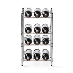 Wayar 12-Bottle Silver Chrome 4-Tier Wine Rack by Furinno -Furinno Sales furinno wine racks ws60334 76 1000