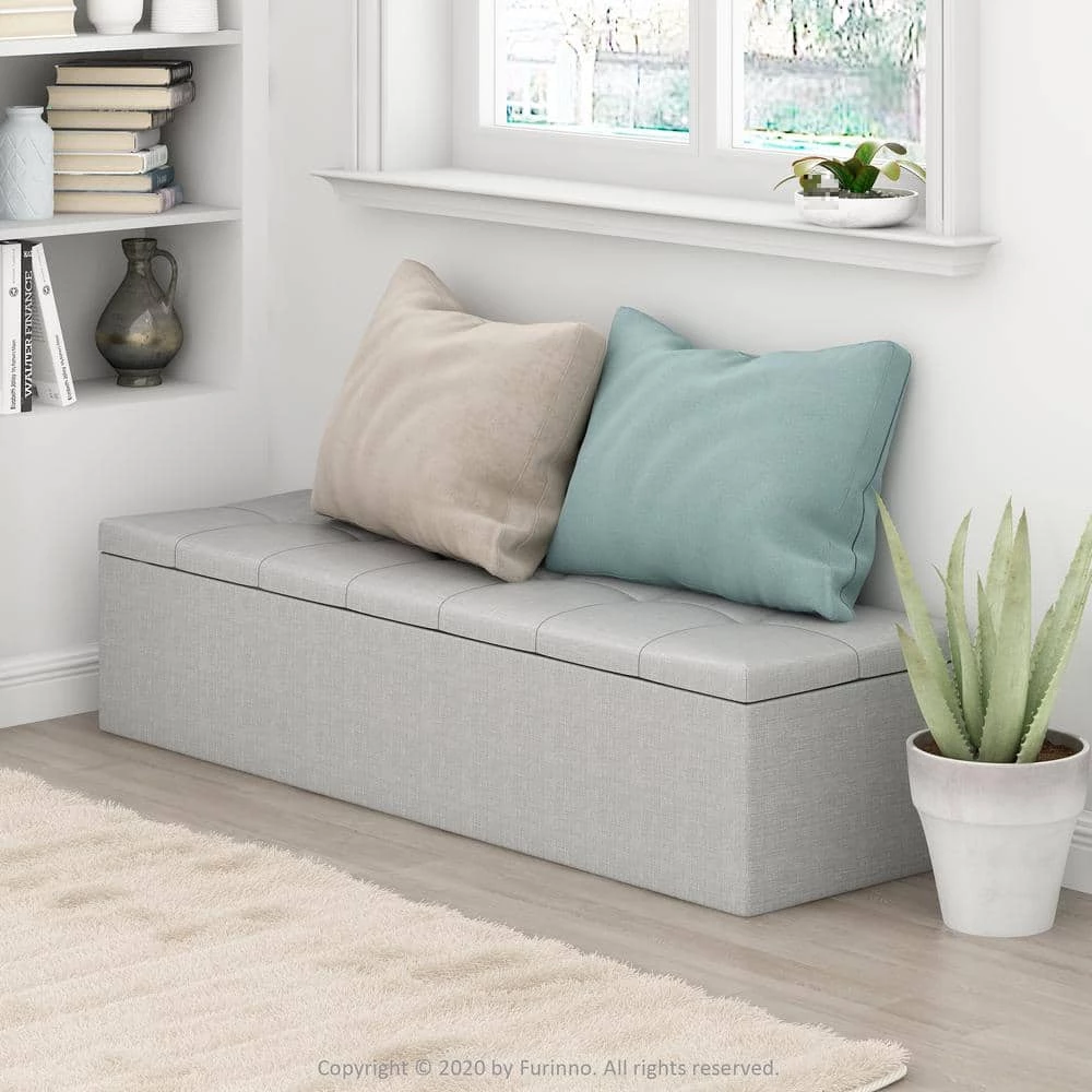 Laval 18 in. Glacier (62.52 in. x 17.91 in.) Polyester Single Row Tufted Storage Ottoman Bench by Furinno 8 Laval 18 in. Glacier (62.52 in. x 17.91 in.) Polyester Single Row Tufted Storage Ottoman Bench by Furinno - Image 8
