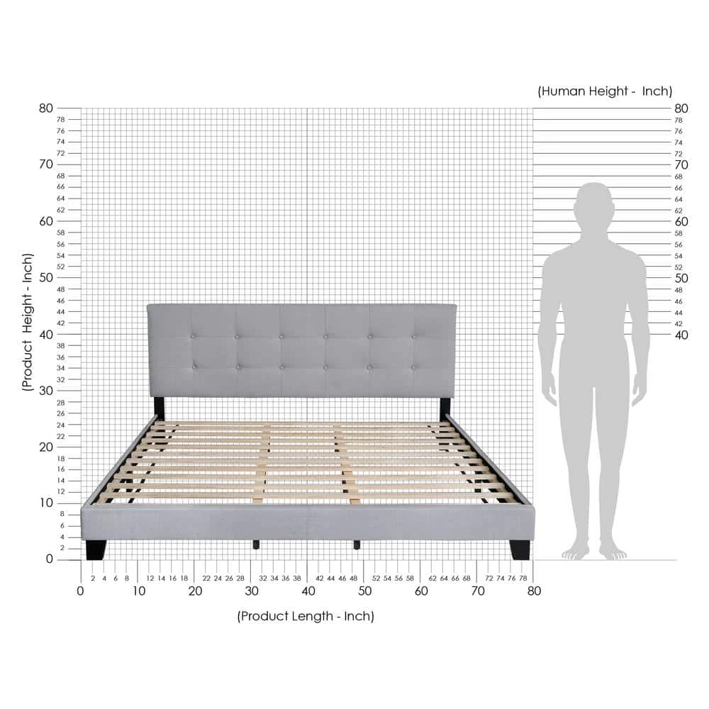 Laval Glacier King Button Tufted Bed Frame by Furinno 5 Laval Glacier King Button Tufted Bed Frame by Furinno - Image 5