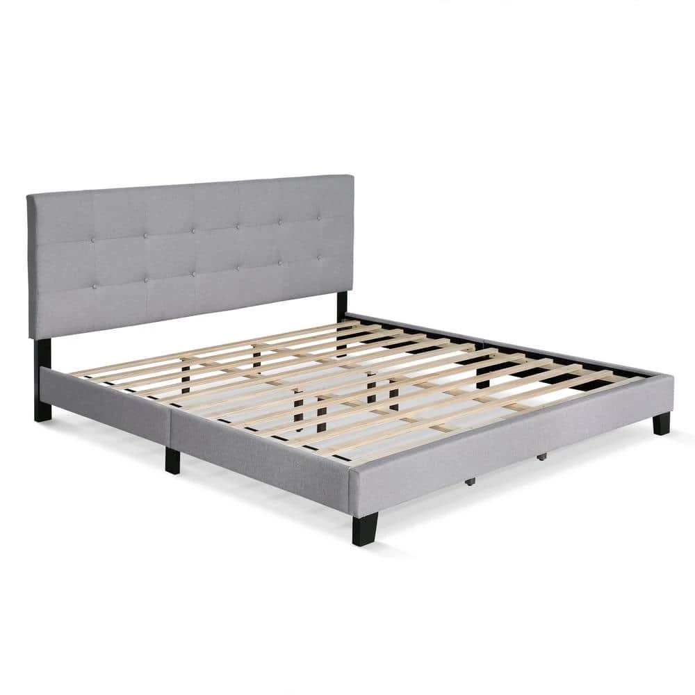 Laval Glacier King Button Tufted Bed Frame by Furinno 1 Laval Glacier King Button Tufted Bed Frame by Furinno